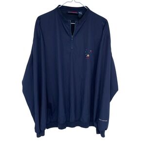 Vintage Pivot Rules 1/4 Zip Pullover Windbreaker Jacket Large‎ Navy Blue Golf
